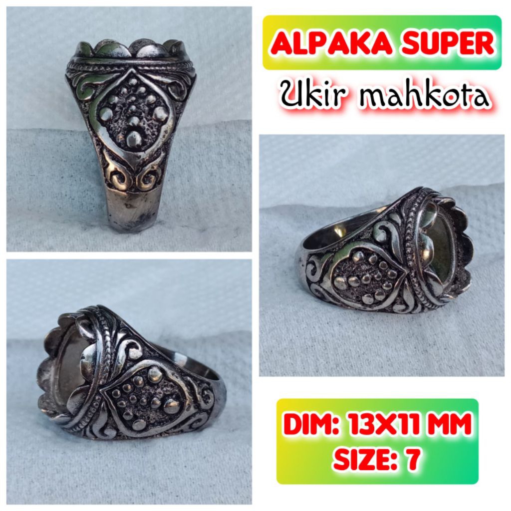 emban batu akik dan permata alpaka super ukir mahkota.35