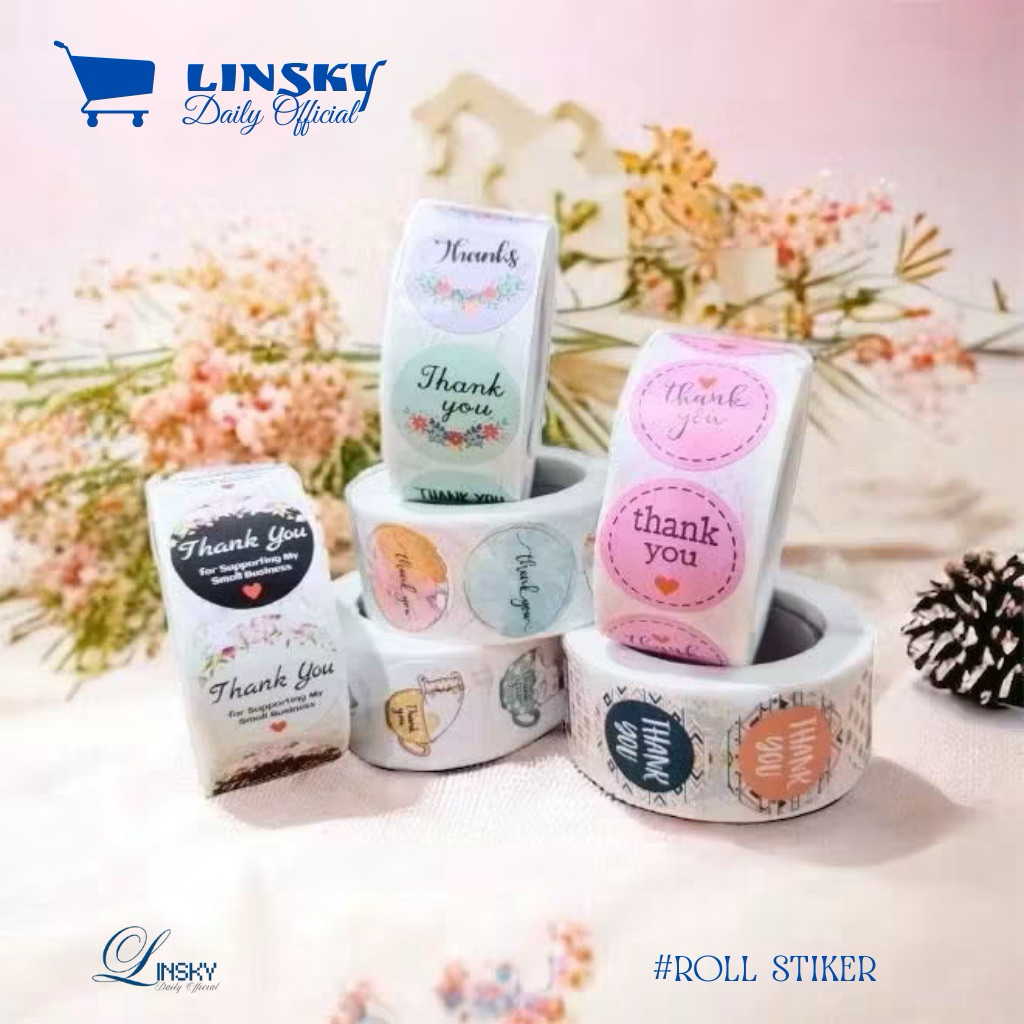 500 PCS Stiker Thank You /  1 Roll Stiker Thank You /  Sticker Thank You