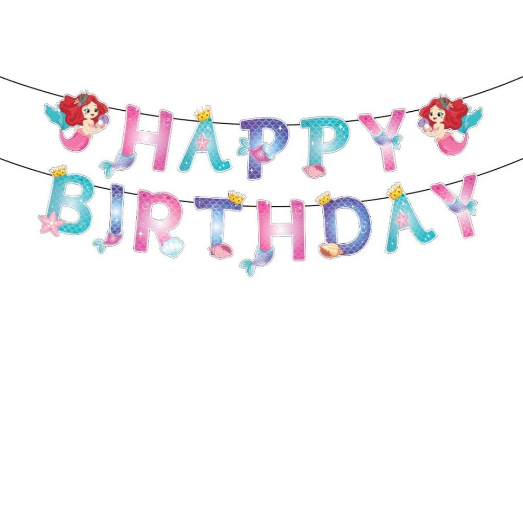 Banner HBD Happy Birthday Tema Mermaid