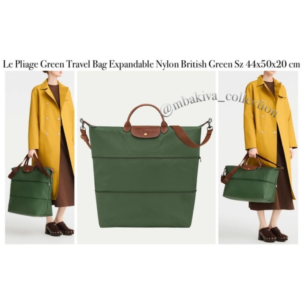 Le Pliage Green Travel Bag Expandable Nylon British Green