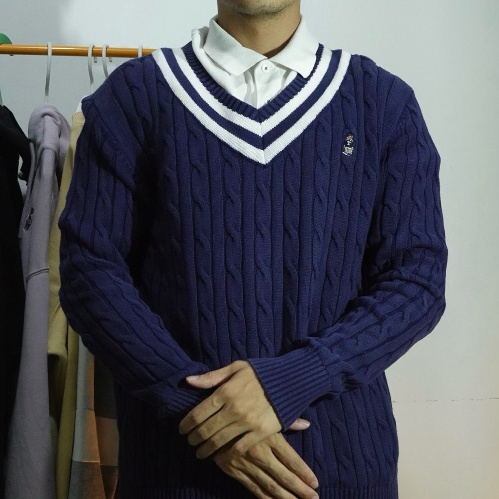 Teenie Weenie Cardigan Knit Rajut Kepang Knit Knitwear V neck