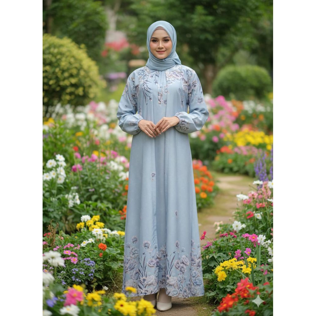 Gamis Motif Modern/Gamis Kondangan/Busui Frendly/Motif Bunga Terbaru/Best Seller