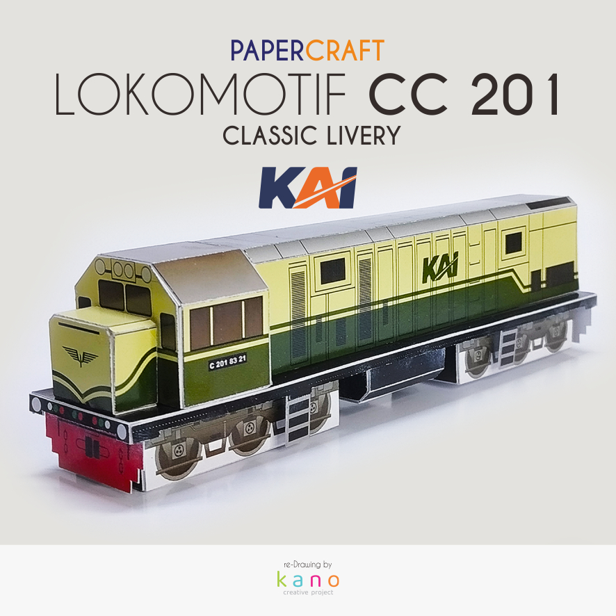 PAPERCRAFT 3D KERETA API INDONESIA | POLA KERTAS DIY | LOKOMOTIF CC 201 KLASIK - CLASSIC | LOKOMOTIF