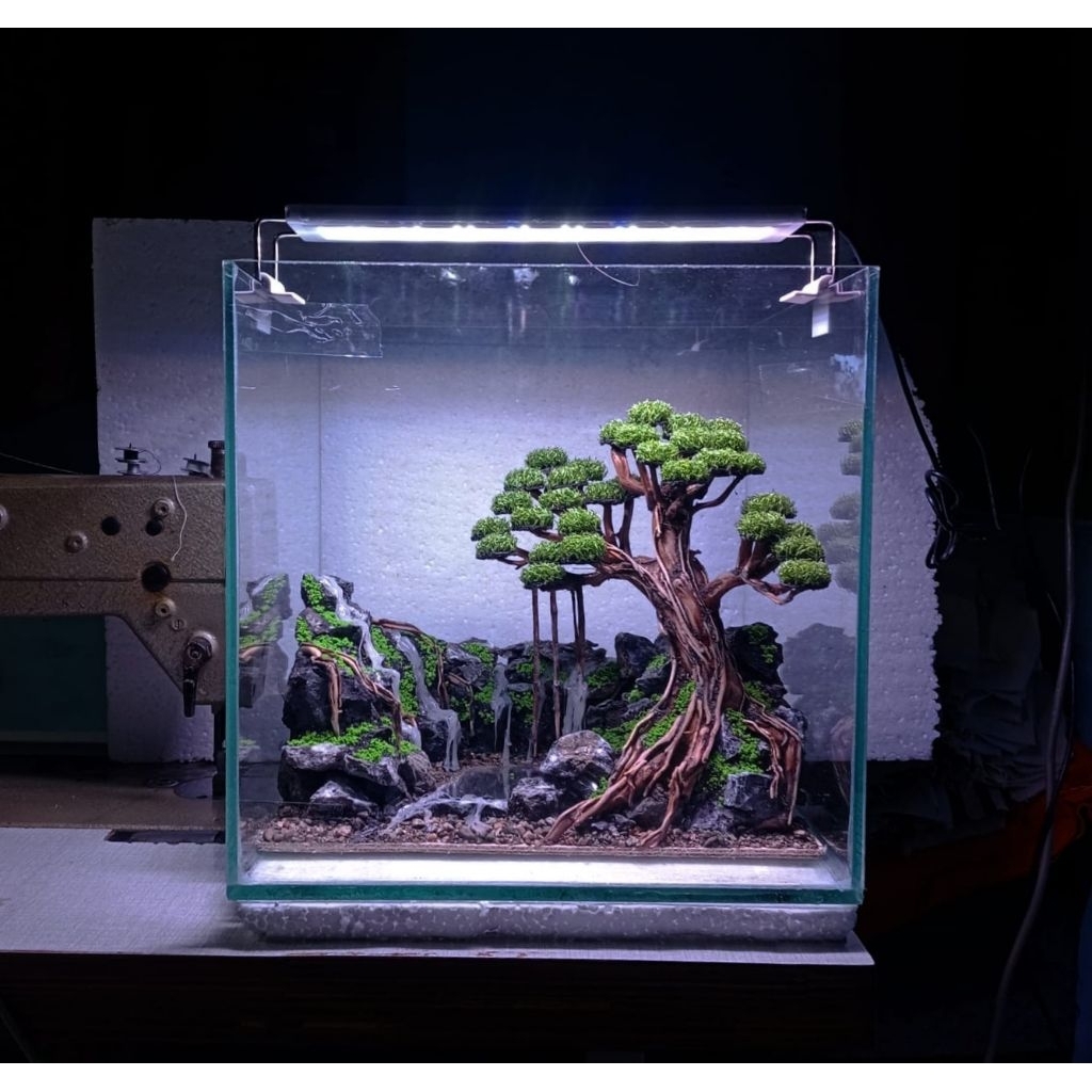 Aquascape Bonsai efek cermin dan air mengalir Fullset