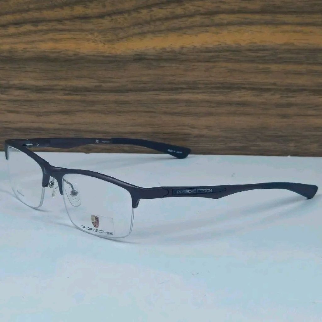 frame kacamata pria wanita half frame sporty porsche design P8199 dark brown