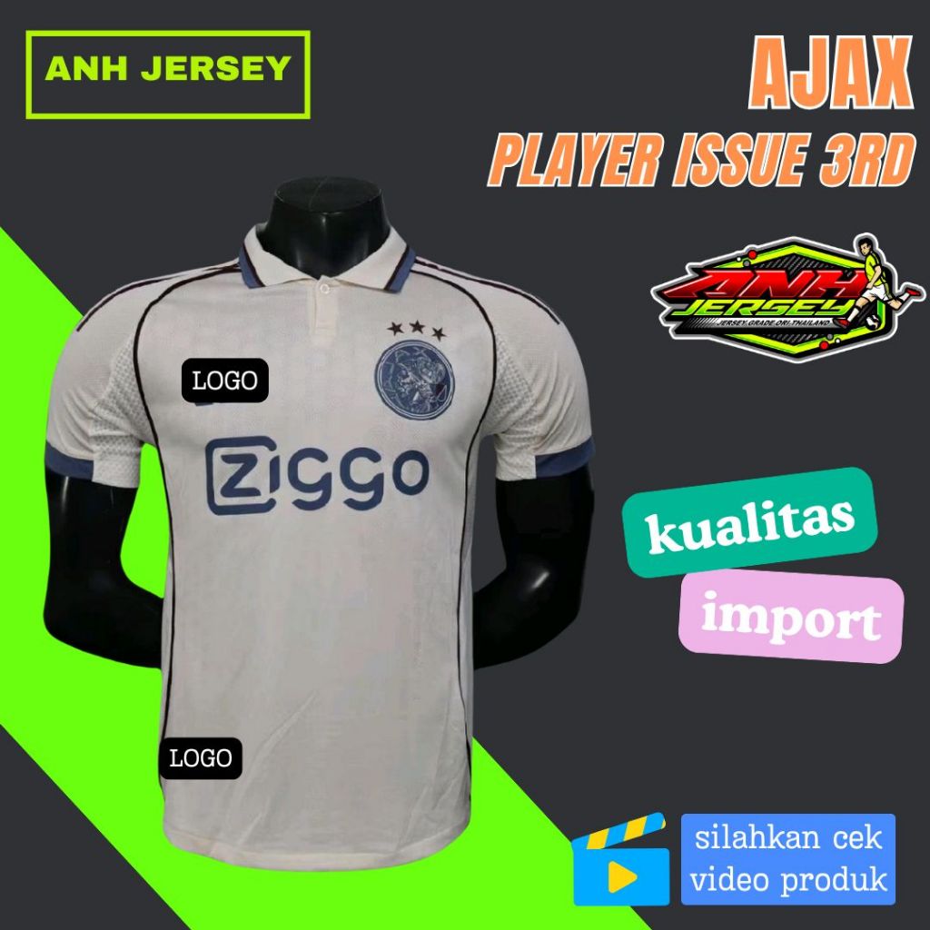 (JERSEY) BAJU BOLA (AJAX) PLAYER ISSUE HOME AWAY 3RD 2025-2026