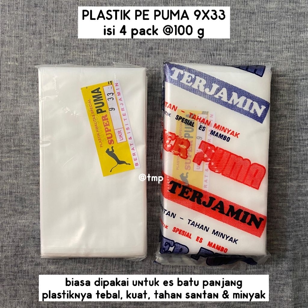 PLASTIK ES BATU 9X33 / PLASTIK PE PUMA 9X33 / 1 BUNGKUS ISI 4 PACK