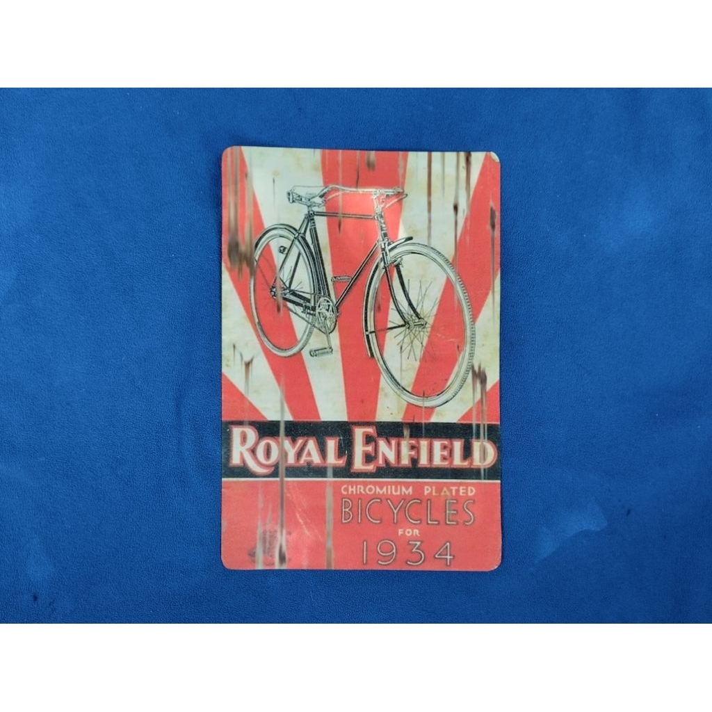 Poster vintage sepeda onthel tua Royal Enfield bahan plat besi tampilan mirip enamel