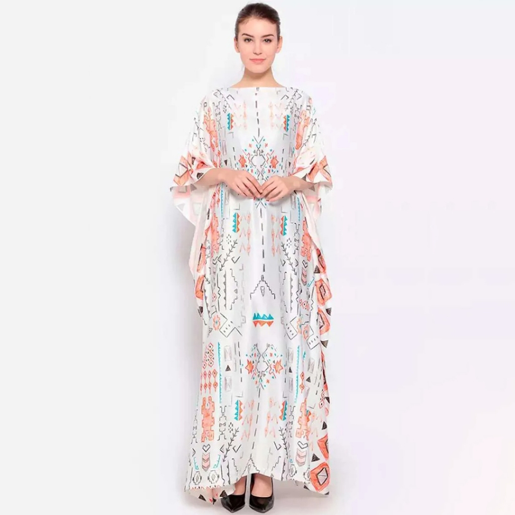 Kanzi Collection Short Sleeve White Kaftan