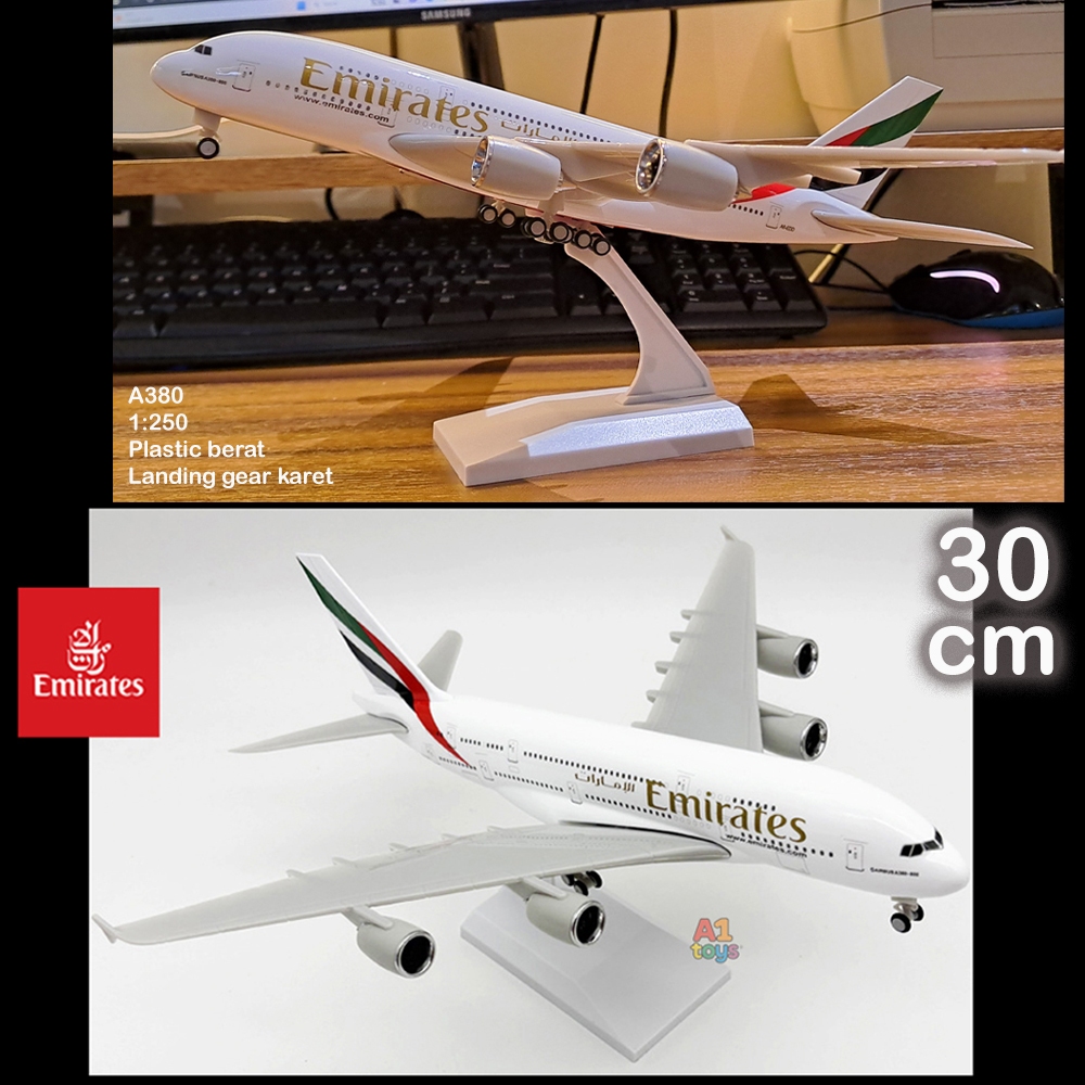 Miniatur pesawat komersial jumbo 30cm Emirates A380 Etihad A380 Garuda Indonesia pajangan pesawat Si