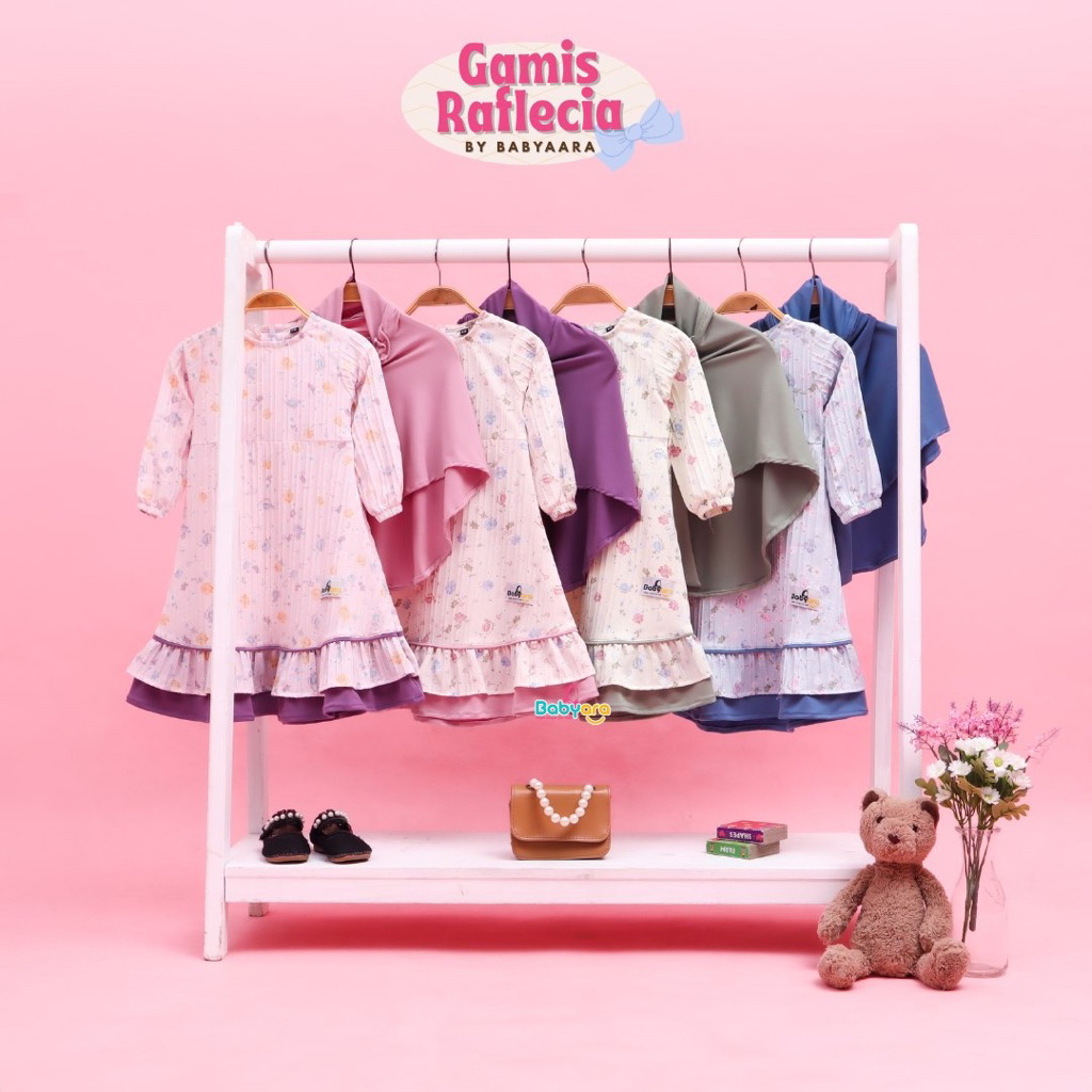 Readystock‼️ GAMIS RAFLECIA SET HIJAB ORIGINAL BY BABYARA - Gamis Ngaji Anak Sholehah Gamis Anak Mus