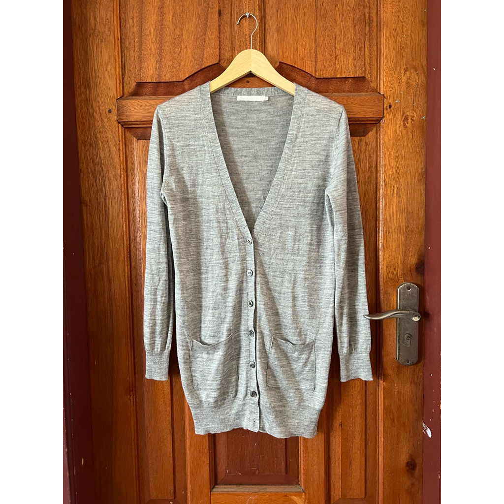 8 EIGHT SECONDS Grey Cardigan Outer Knit Long Panjang Abu v neck korea brand