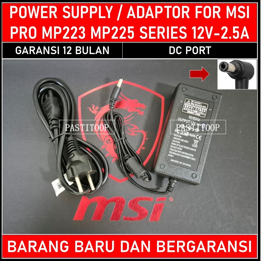Adaptor Monitor MSI PRO MP223 MP225 12V 2.5A