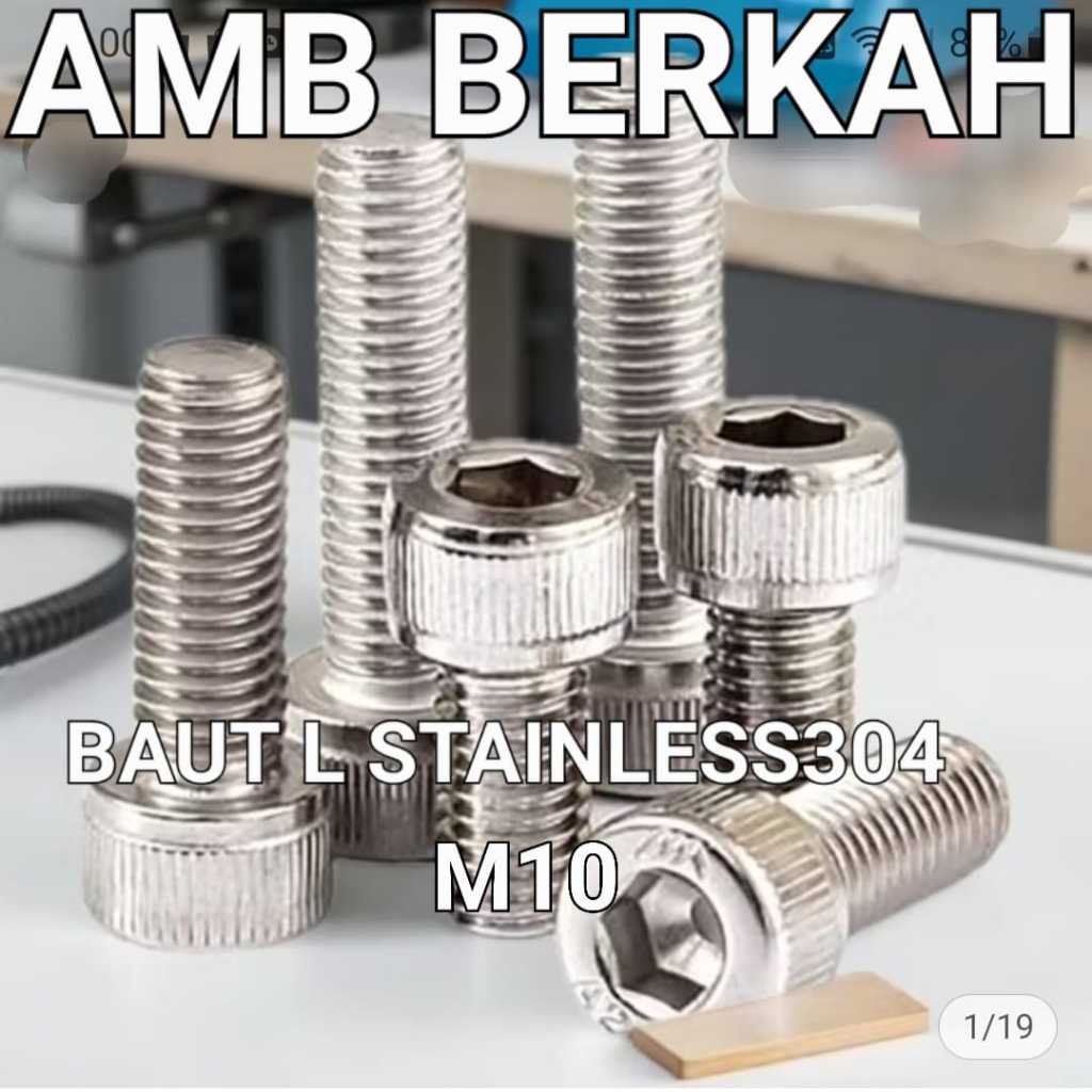 BAUT L STAINLESS304 THE KUNCI L8...( M10X20MM-120MM )