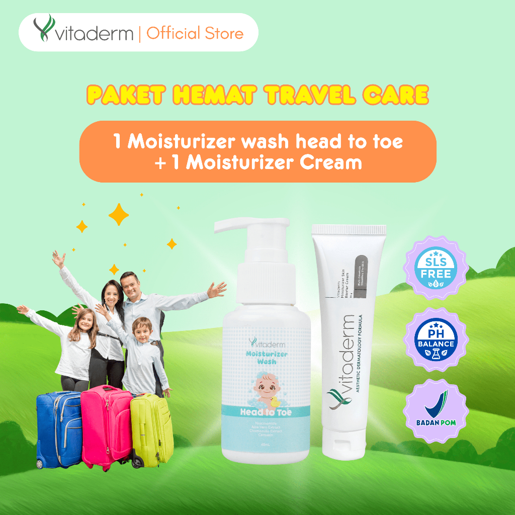 [BUNDLING HEMAT] Vitaderm Moisturizer Wash + Skin Barrier Cream | Paket Lembut untuk Kulit Sensitif 