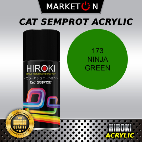 Hiroki Acrylic - 173 Ninja Green I Cat Semprot Akrilik 300CC 300ML I Cat Warna Ninja Hijau I Cat Sta
