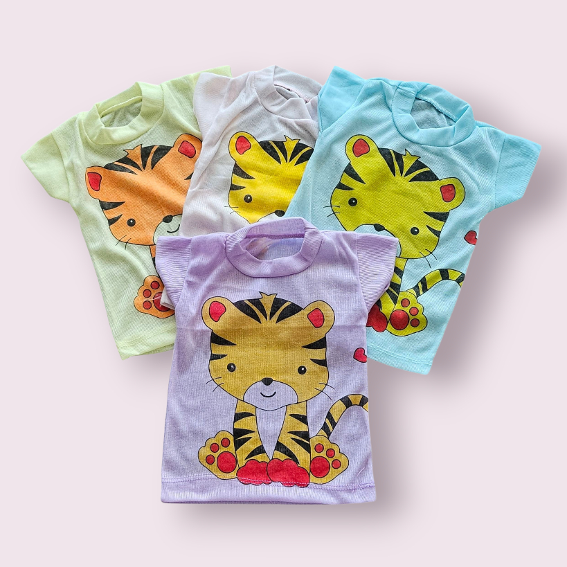 Kaos Anak Perempuan Baju Atasan Lengan Pendek Motif Macan Ukuran M,L,XL