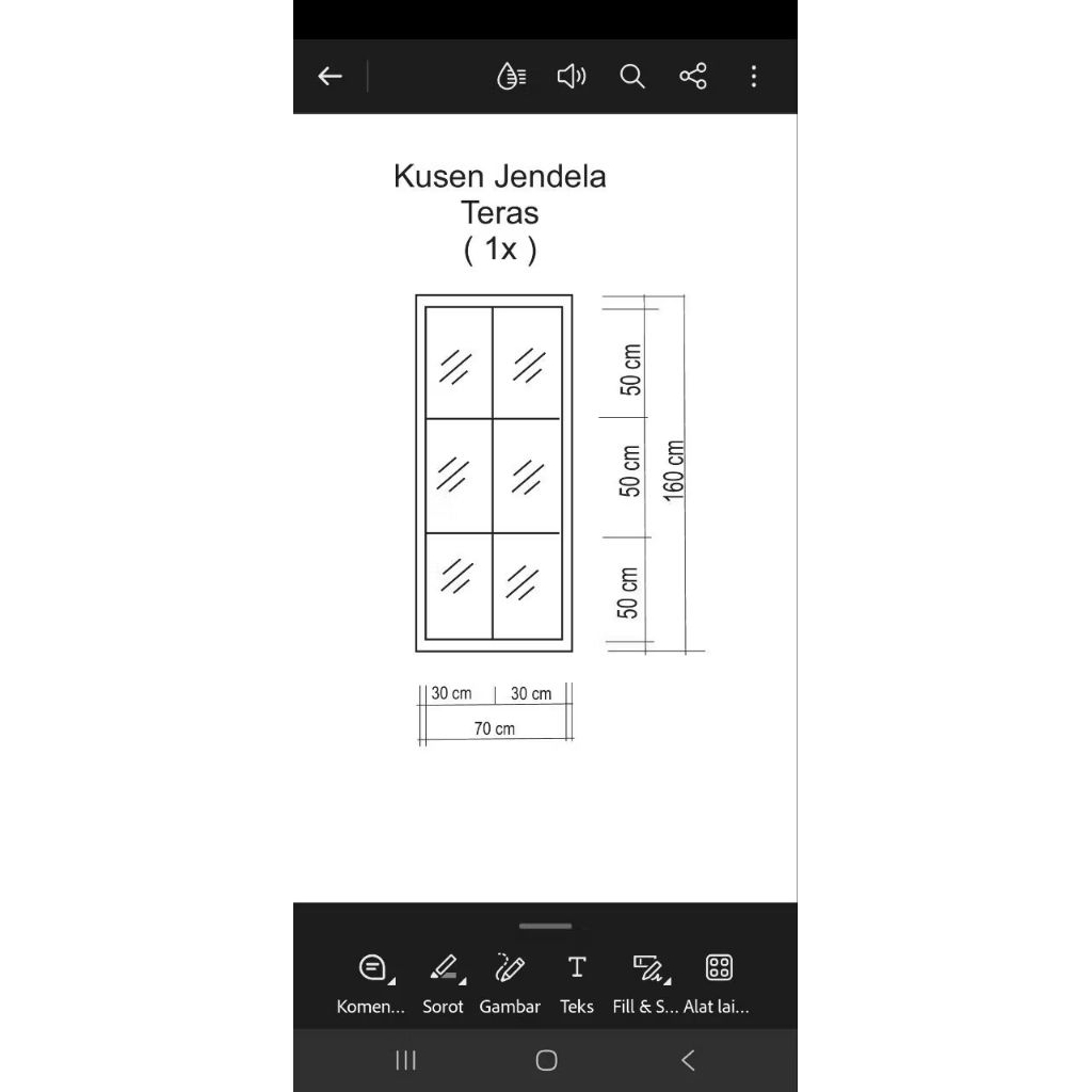 kusen jendela kaca mati