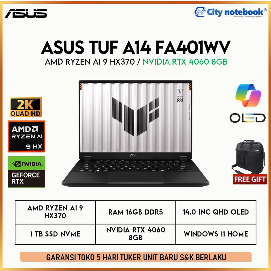 Asus TUF A14 FA401WV OLED Ryzen AI 9 HX370 RTX4060 | 16GB | 1TB W11 14" QHD OLED