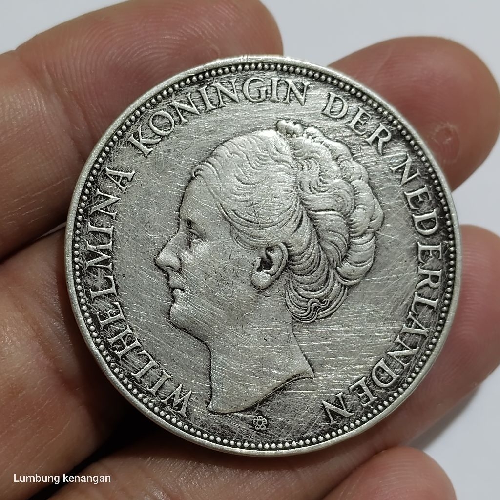 koin Silver Wilhelmina 2,5 Gulden 1939 Koin perak