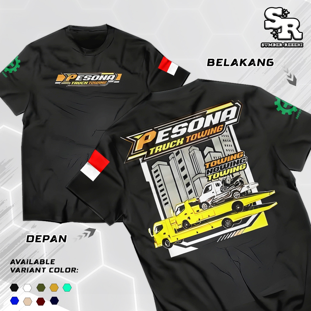 KAOS KEREN PESONA TRUK TOWING KUNING -Baju Viral Desain Truk Keren Bahan Adem & Nyaman