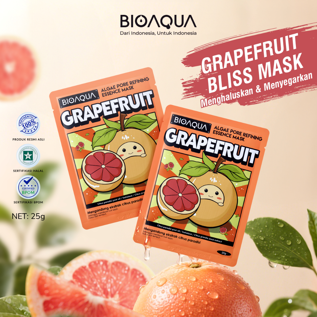 BIOAQUA Masker Sheet Mask Vegetables and Fruits Series Natural Plant Essence Face Mask Masker/Hydrat