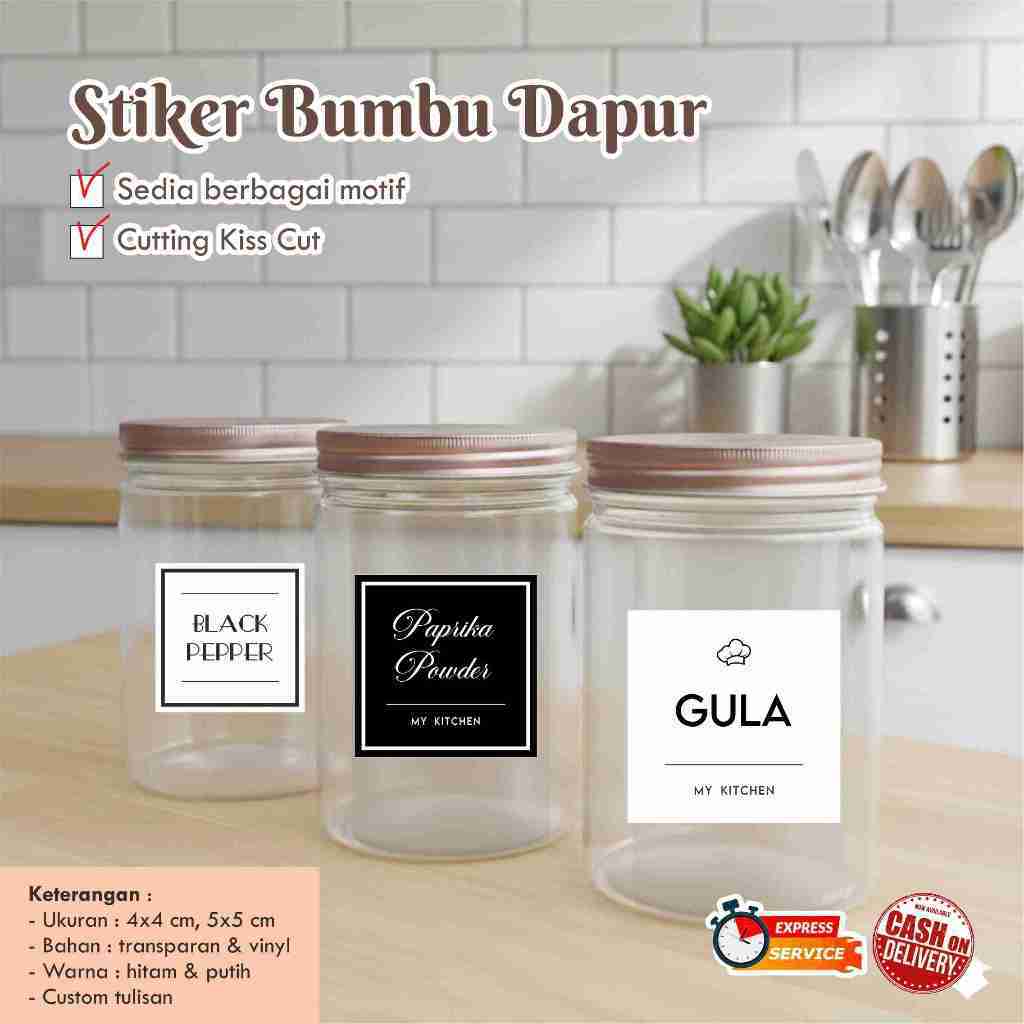 [35 pcs] STIKER BUMBU DAPUR CUSTOM VINYL LABEL MODERN