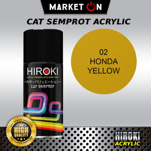 Cat Semprot HIROKI 02 Honda Yellow Candytone Warna Kuning Glitter Akrilik untuk Body Motor & Mobil