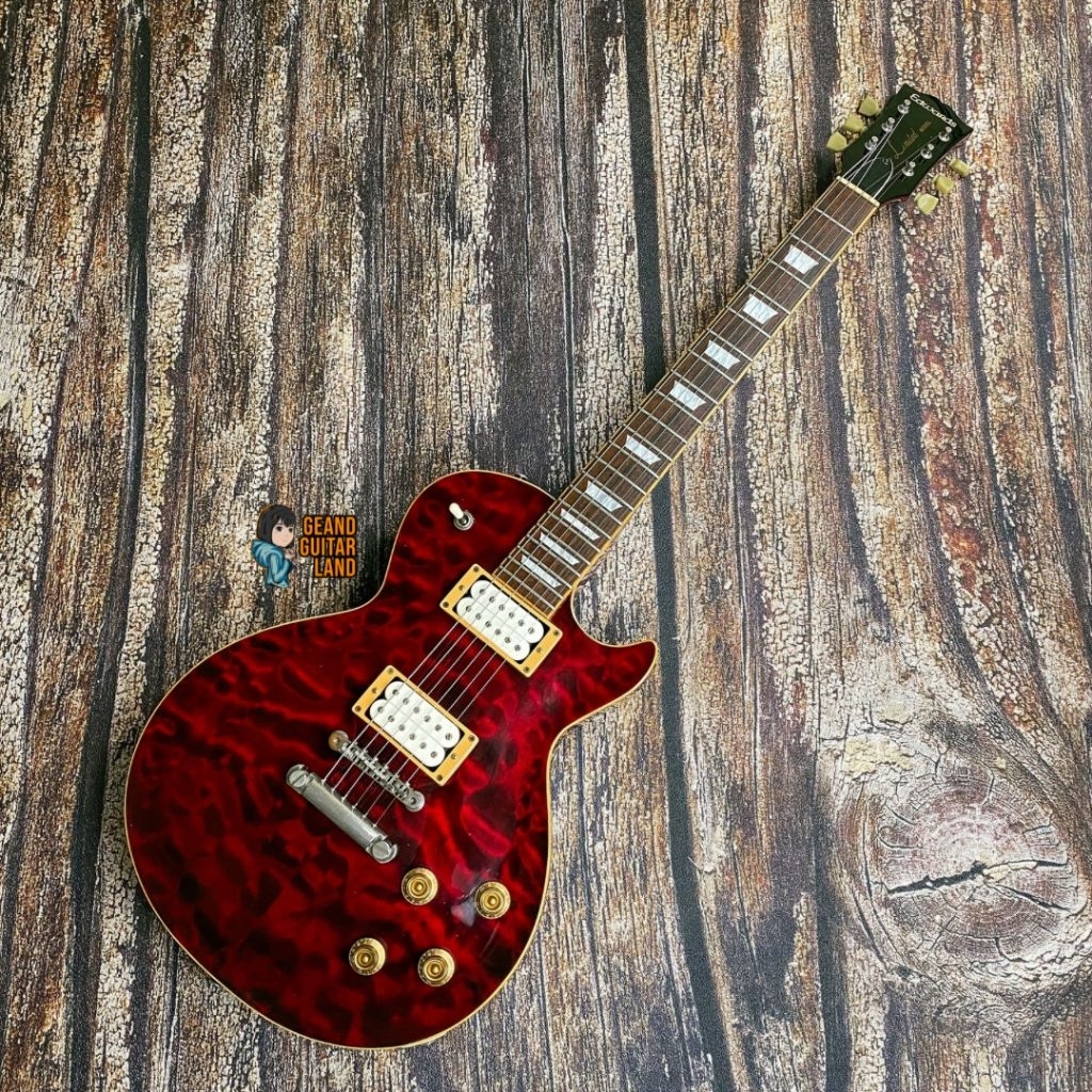 ESP Edwards E LP 92SD/QM Limited Model Les Paul Made in Japan 2007 in Killer Quilt Top Black Cherry 