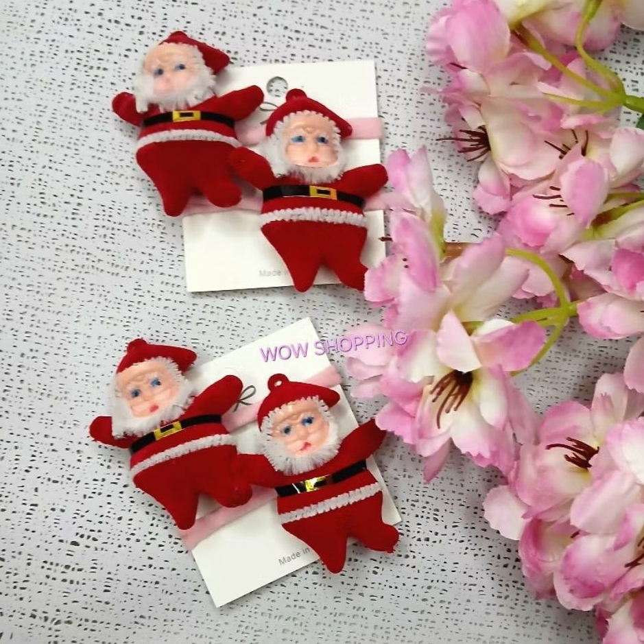 Ikat Rambut Santa Claus/Aksesoris Natal/Ikat Rambut Anak