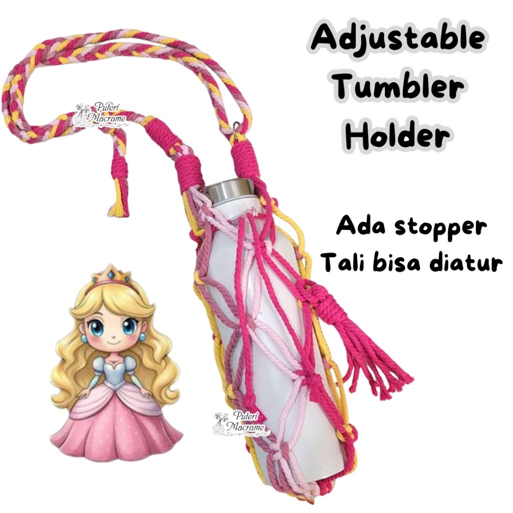 TERLARIS | ADJUSTABLE Tumbler Holder Macrame | Strap Tumbler | Macrame Tumbler Holder | Strap Corkci