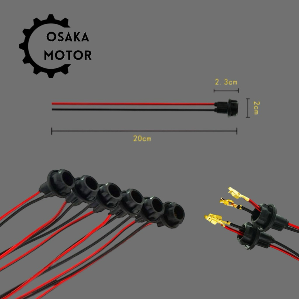 Fitting Lampu T10 Tancap Sein Soket Lampu Cucuk T10 Karet Lengkap Kabel +/- Soket Lampu Sen Soket La