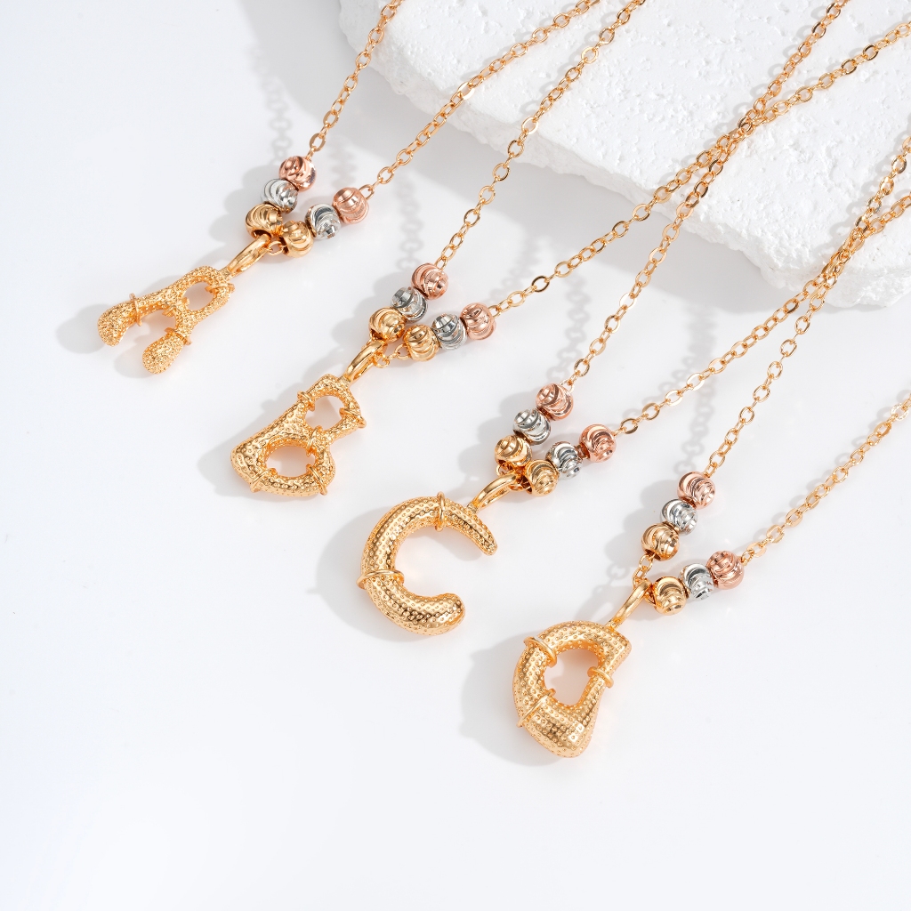 Hyl Jewelry  Kalung Titanium Huruf Muda Emas Wanita Anti Karat Asli Panjang 658N