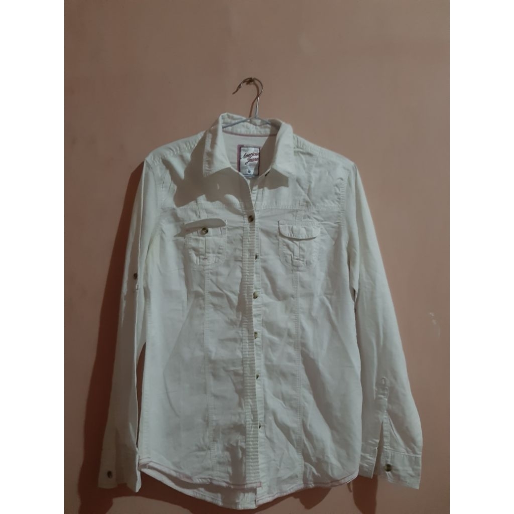 AMERICAN JEANS - Kemeja wanita kekinian - Atasan Formal - Warna putih Ukuran M