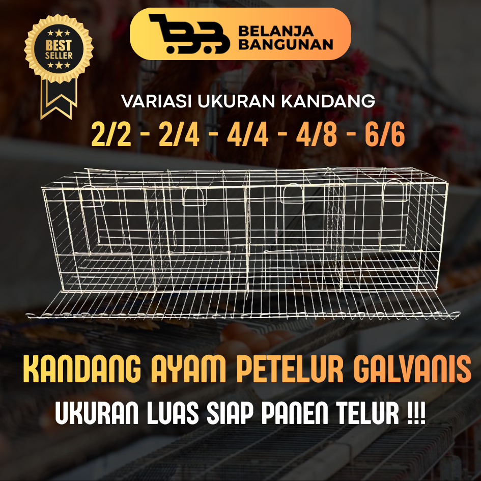 Kandang Ayam Petelur Galvanis Variasi - Siap Panen Telur, Tahan Karat, Kandang Rakit, Kandang Petelu