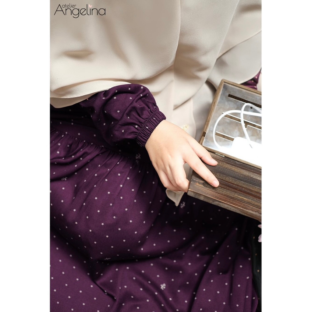 [SIAP KIRIM] LITTLE CELIN DRESS REJECT PETITE BLOOM BURGUNDY SIZE 10-12Y BY ATELIER ANGELINA