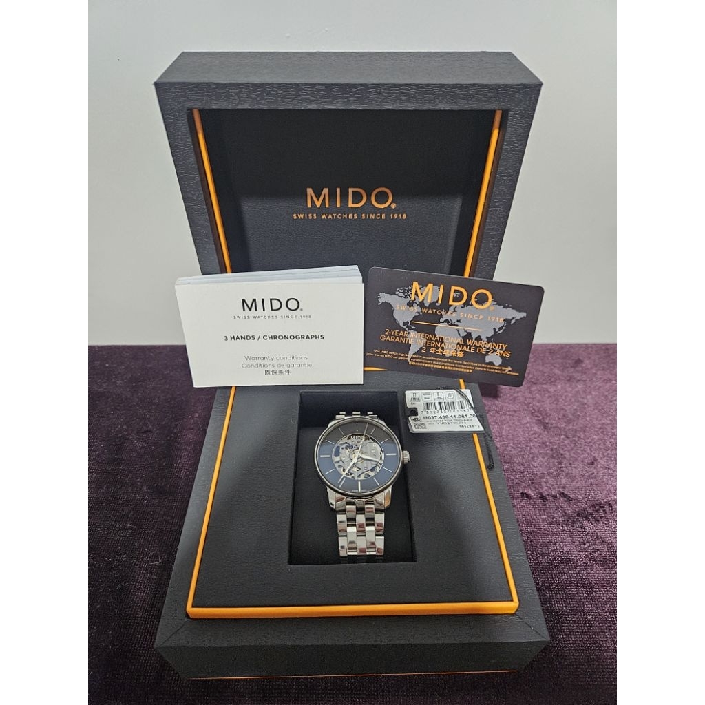 Preloved Jam Tangan Mido Baroncelli Skeleton, Like New 100%, Pembelian Maret 2025