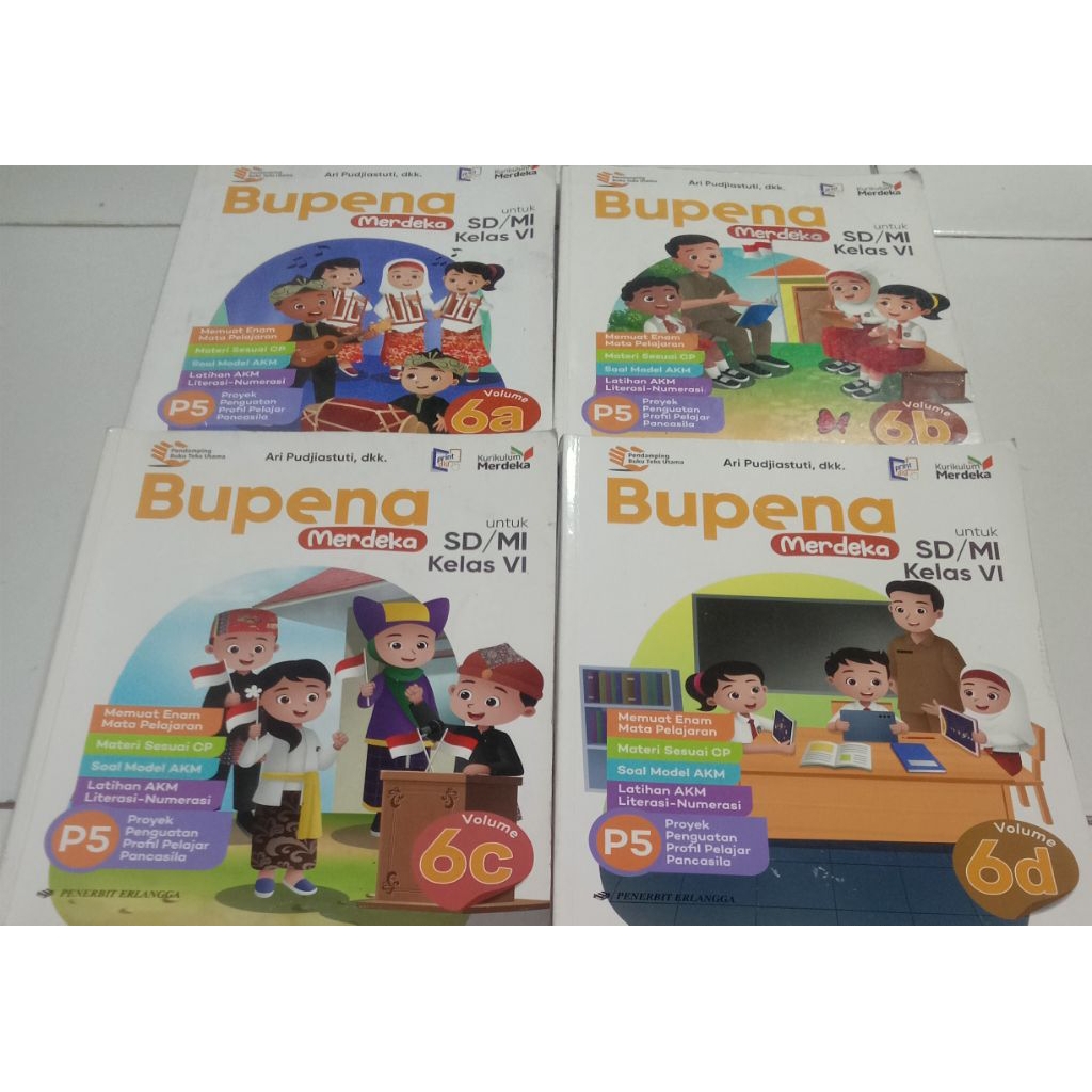Bupena merdeka vol 6a 6b 6c 6d SD/MI kls 6 kurikulum merdeka (bekas)