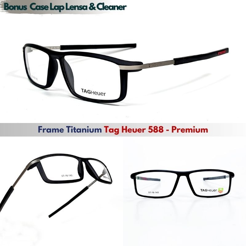 Frame Kacamata Pria Sporty Tag Heuer TH588 Titanium Photocromic Optik Premium Anti Radiasi