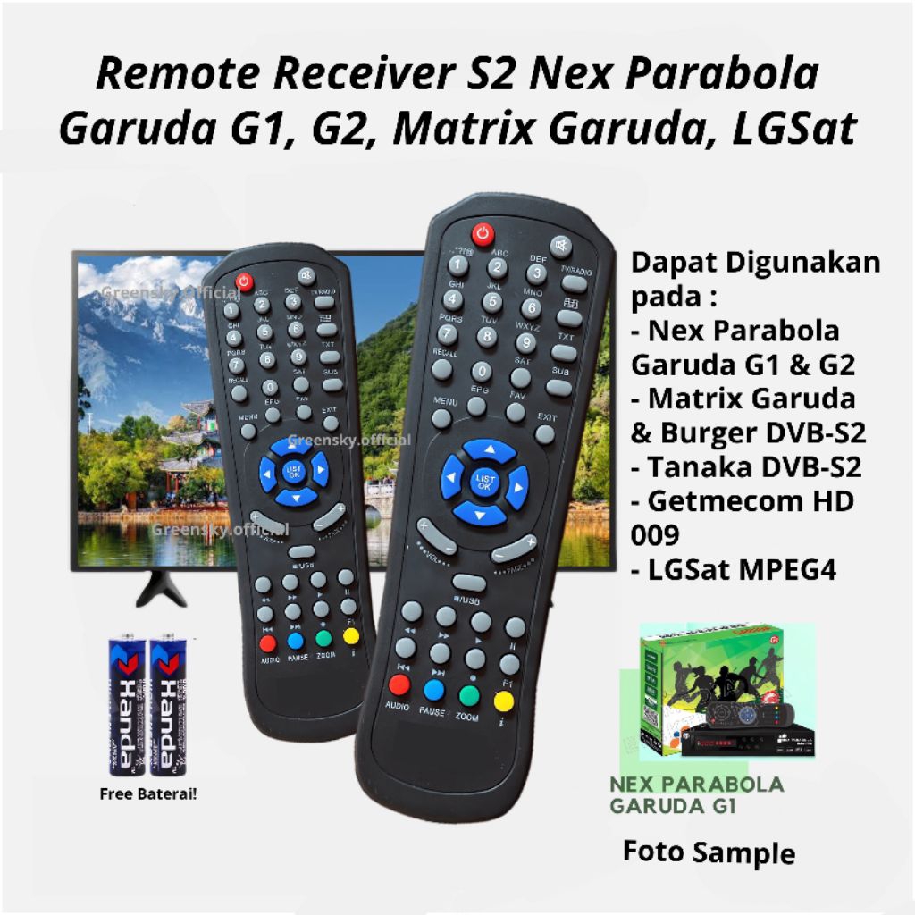 Remote Receiver Parabola, Nex Parabola Garuda G1, G2, Matrix Garuda & Burger, LGSat MPEG4,