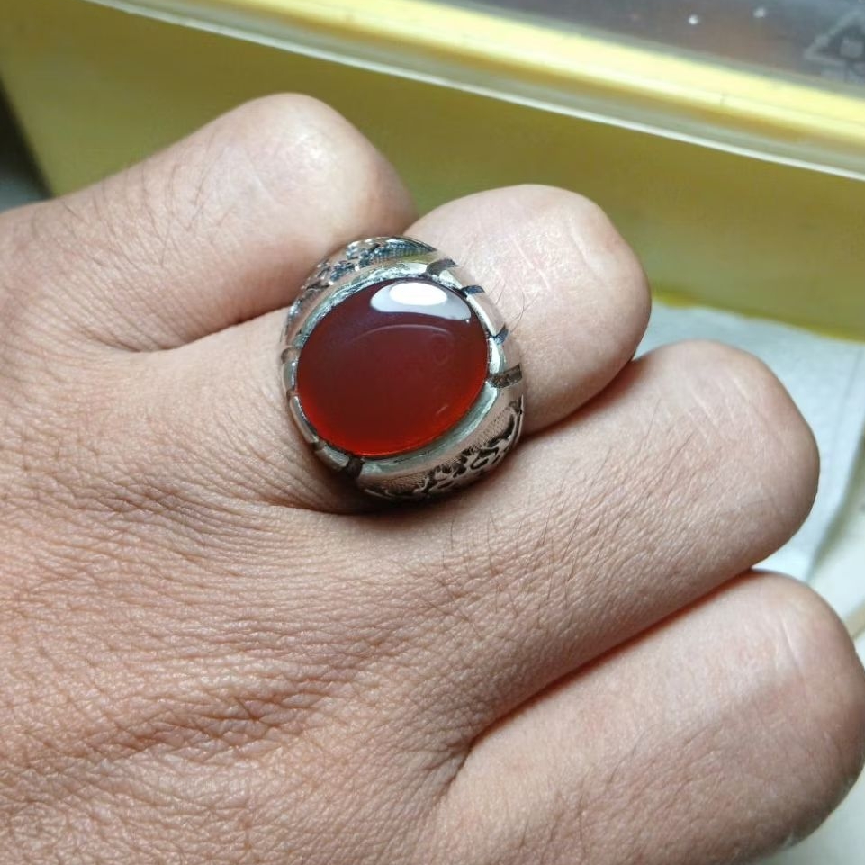 Cincin batu akik yaman ahmer natural