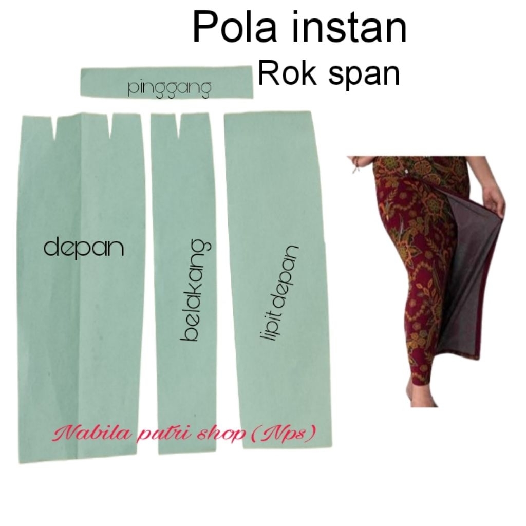 Pola instan rok span, pola instan rok kebaya belahan depan