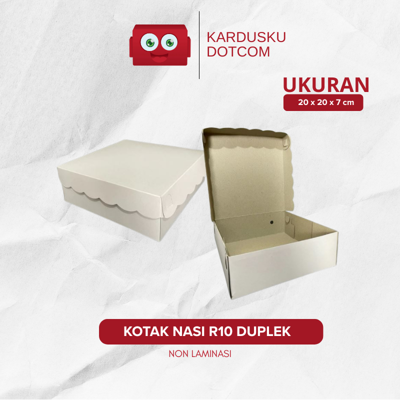 (ISI 25PCS) Kotak Nasi Putih / Kotak Kue Ukuran 20 x 20 x 7 cm - Dus Nasi - Teball 350 gsm - Kemasan