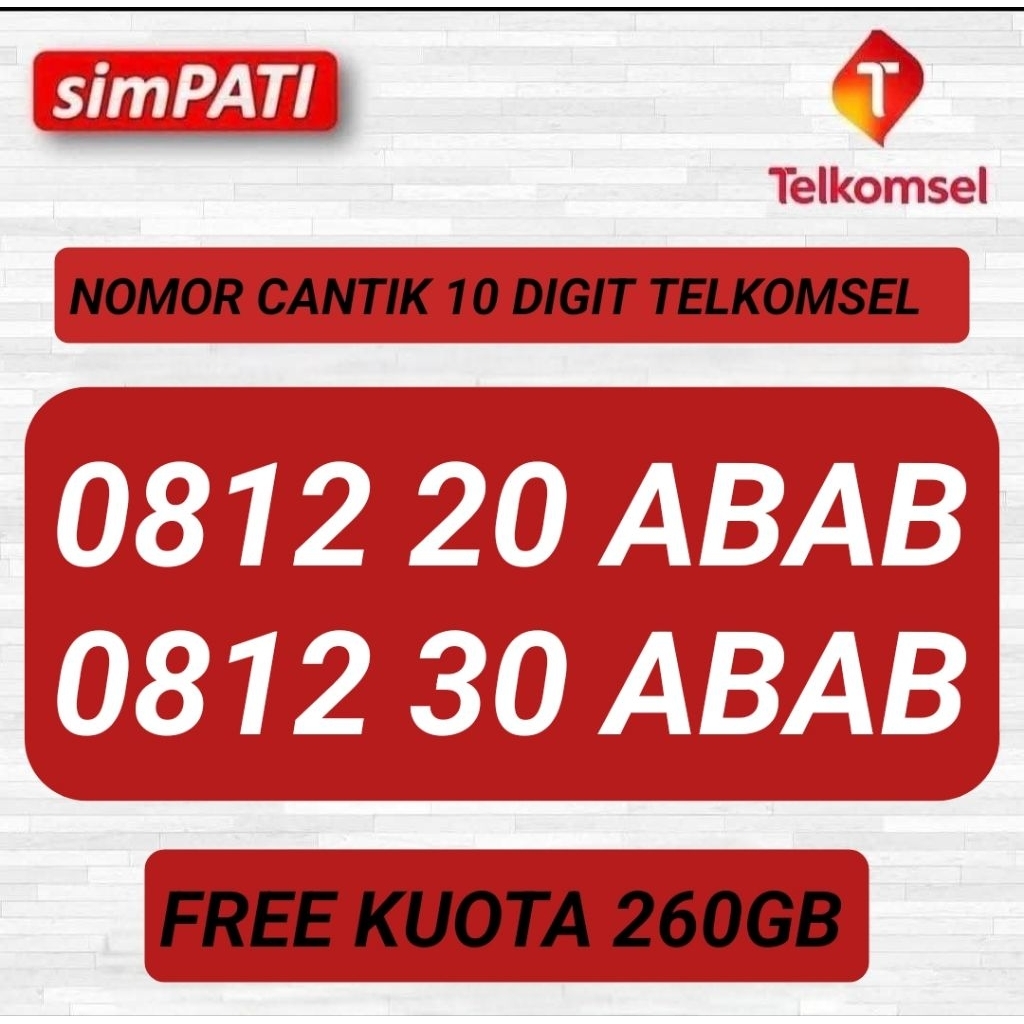 NOMOR CANTIK SIMPATI 10 DIGIT  NOMOR CANTIK TELKOMSEL 10 DIGIT PRABAYAR