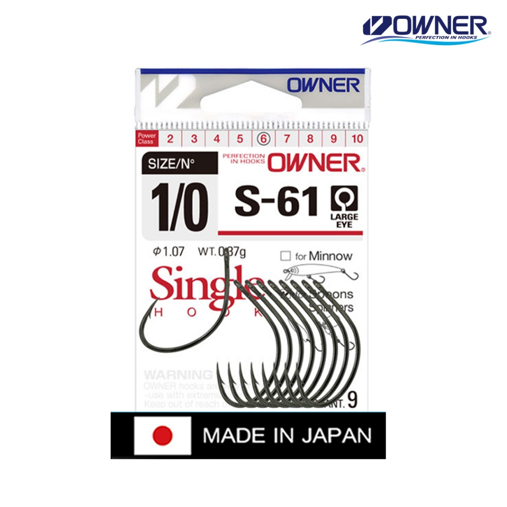 OWNER SINGLE HOOK S-61 Kail Pancing Tajam Single Hook Untuk Lure dan Metal Jig Anti Karat Original M