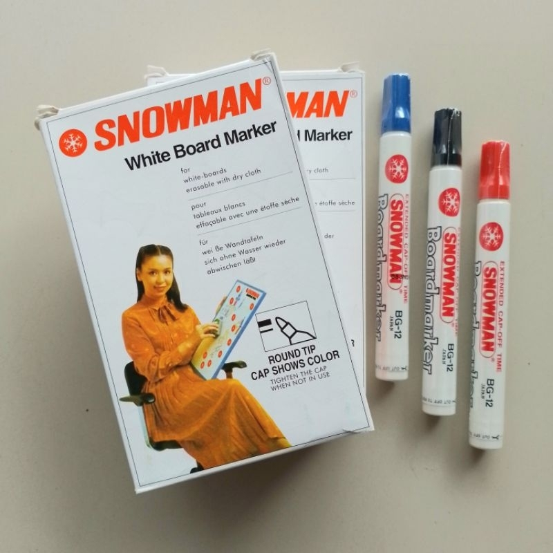 Snowman Spidol Whiteboard Cepat Kering 3 Warna