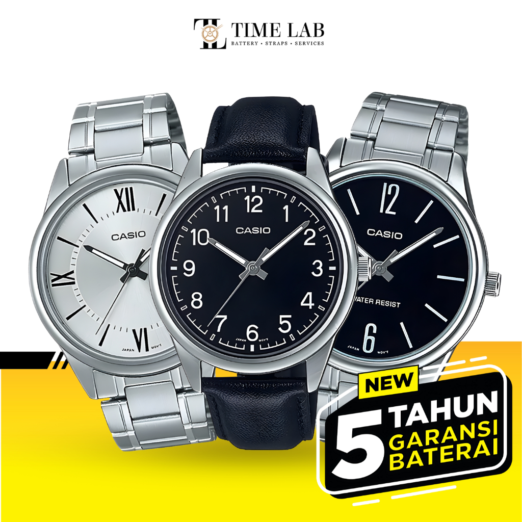 JAM TANGAN PRIA CASIO ORIGINAL MTP-V005 / MTP V005 STAINLESS STEEL ORIGINAL TIMELAB