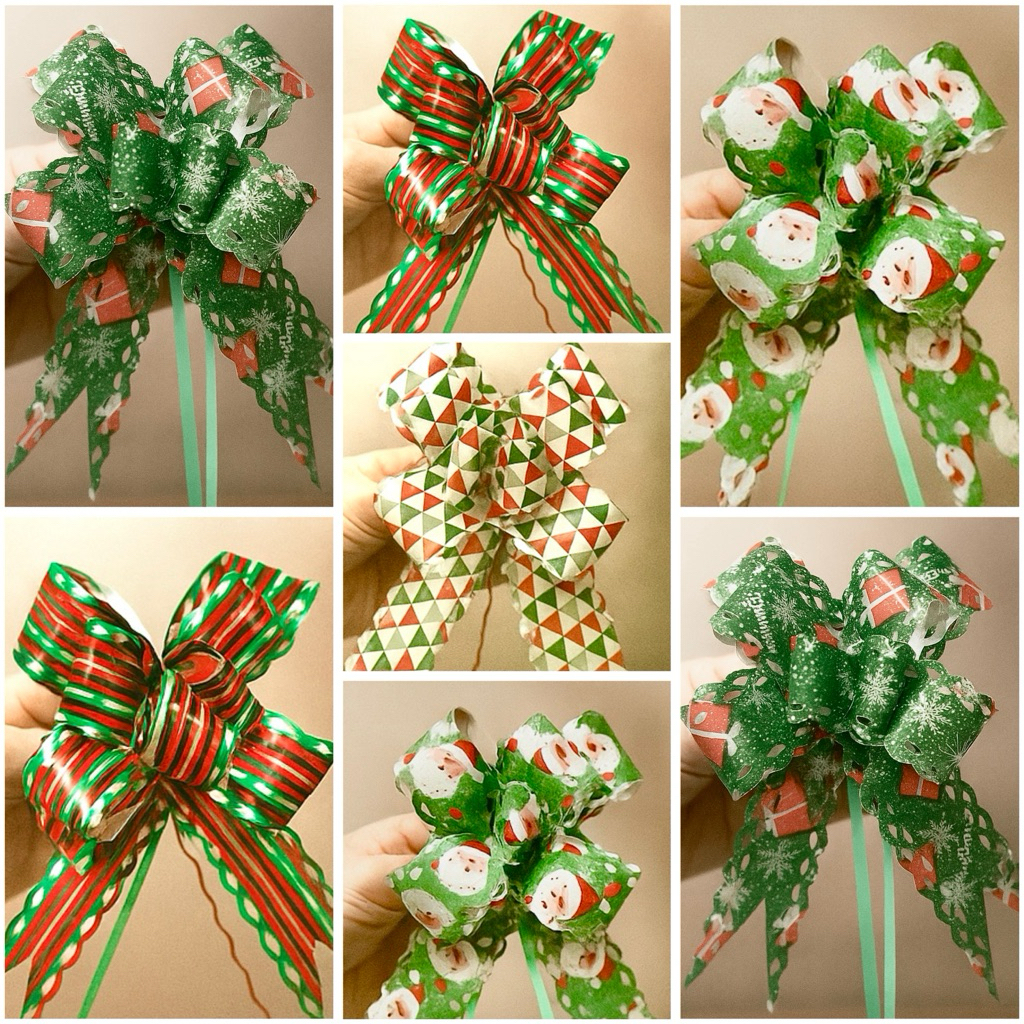 (Ecer) Pita Serut Pita Tarik Besar Natal Christmas Santa Kado Garis tema natal/ Pita Tarik/ Pita Hia