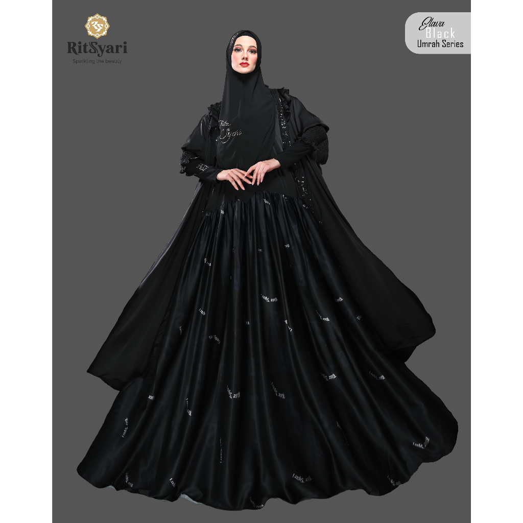 RITZ SYARI - SET UMRAH SERIES ELAVA HITAM PREMIUM (FREE HAND SOCK + NIQAB)