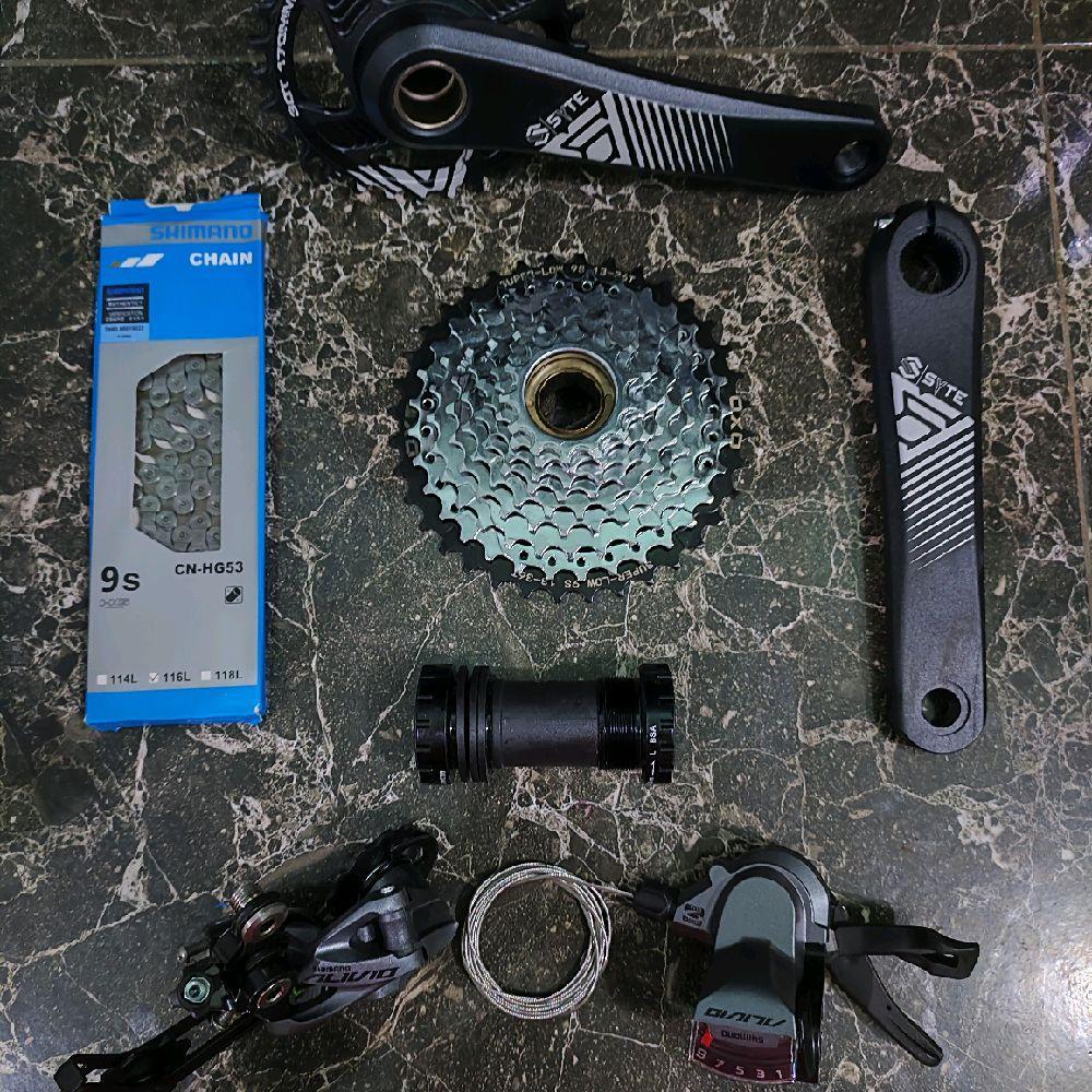 Groupset Shimano 7 8 9 Speed Alivio M4000 Altus Acera M390 M370 Ulir Drat with Crankset 30 32 34 36 
